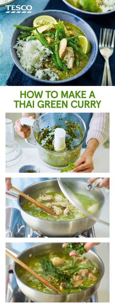 how to make a thai green curry with chicken and vegetables in a wok - step by step instructions