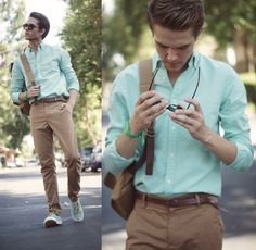 Terno Slim Fit, Terno Slim, Mint Shirt, Guy Style, Sharp Dressed Man, Brown Pants, Style For Men, His Style