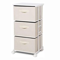 three drawer storage unit with wheels