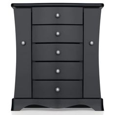 a black wooden cabinet with five drawers