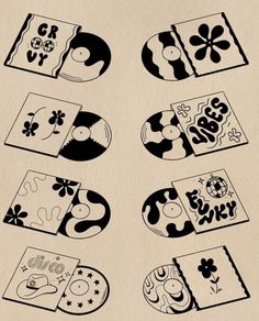 various black and white designs on a piece of paper