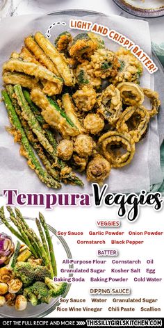 Tempura Veggies Tempura Vegetables Sauce, Tempura Broccoli Recipe, Korean Fried Vegetables, Chinese Fried Vegetables, Tempura Vegetables Recipe, Thai Side Dishes Veggies, Vegetable Tempura Recipe, Vegan Tempura Batter, Sushi Side Dishes