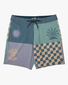 The Billabong Sundays Placement Pro Boardshorts 19" take performance style to the next level. Made from lightweight, quick-drying recycler 4-way stretch in an engineered fit, these fixed waist boardshorts feature an allover bold print, back patch pocket with flap and woven logo branding throughout. Features: Men's Performance Boardshorts. Eco-Conscious Fabric/Technology: Recycler 4-Way Stretch High Performance Fabric. Pattern: All-over print design. Made from recycled PET plastic bottles. The pe Sand Cloud, Cloud Stickers, Billabong Men, Pet Plastic Bottles, Surf Accessories, Print Swimwear, Boys Swim, Mens Boardshorts, Plastic Animals