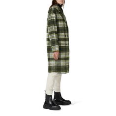 Green plaid printed wool (50% Wool, 50% Polyester). Coat. Long sleeves. Front double breasted button closure. Fully lined. Front pockets. Imported. Plaid Coat, Oversized Coat, Green Coat, Rent The Runway, Oversized Silhouette, Green Print, Green Plaid, Closet Designs, S Pic