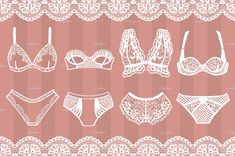 Deep Picture, Lingerie Illustration, Lingerie Patterns, Knit Logo, Fashion Illustration Sketches, Pink Beach, Lounge Lingerie, Lingerie Sets, White Lingerie