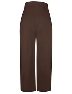 Coffee Pocketed Wide Leg Casual Pants Brown Wide Leg Ankle-length Pants With Pockets, Brown Ankle-length Wide Leg Pants With Pockets, Brown Sweatpants For Fall, Brown Ankle-length Pants For Work, Brown Wide Leg Sweatpants For Fall, Brown Wide-leg Sweatpants For Fall, Brown High-waisted Pants With Pockets, Brown Trousers With Elastic Waistband, Brown Ankle-length Pants With Elastic Waistband