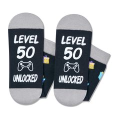 BIRTHDAY GIFTS FOR MEN WOMEN: These birthday socks could be the perfect birthday gift for your mom, dad, grandma, grnadpa, wife, husband, aunt, uncle, sister in law, brother in law, male or female friend. GIFTS FOR 50 YEAR OLD: These 50th birthday gaming socks feature a non-slip message, "LEVEL 50 UNLOCKED," along with a vibrant game-pad design. They make an excellent gift for the video gamer stepping into their 50th year. 50TH BIRTHDAY GIFT IDEAS: Elevate joyous occasions with our charming sock Socks Ideas, Christmas Wedding Gifts, 29th Birthday, Boys Socks, Funny Socks, Halloween Animals, Valentines Day Weddings, Gifts For Your Mom, Exclusive Gift