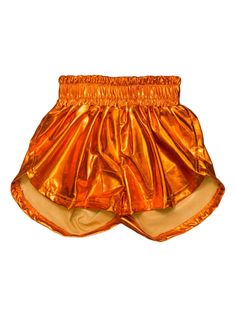 Add a pop of shimmer to your little one's wardrobe with our Youth Metallic Magic Shorts. These metallic orange shorts feature an elastic waistband for a comfortable fit and are a perfect addition to our Tennessee gameday collection. Get ready to shine on game day! Magic Shorts, Trucker Hat Fashion, Metallic Orange, Gameday Dress, Orange Shorts, Heel Slippers, Outerwear Vest, Cardigan Vest, Shine On