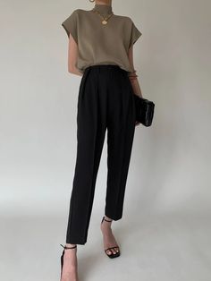 Signature High-Waisted Trousers – Slowliving Lifestyle Black Office Lady Bottoms For Spring, Black Spring Bottoms For Office, Black Spring Office Bottoms, Black Bottoms For Office Wear, Black Office Lady Bottoms For Workwear, Black Casual Bottoms For Office Wear, Casual Black Bottoms For Office Wear, Casual Black Dress Pants For Office, Classic Black Dress Pants For Spring