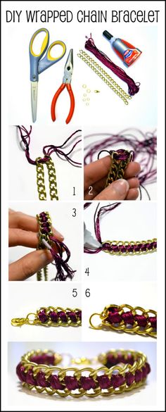 instructions to make a chain bracelet with beads and chains