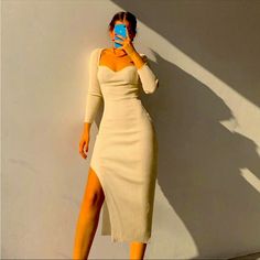 Midi Knit Dress Chic Fall Fashion, Dresses Winter, Fall Fashion Dresses, Beautiful Dresses For Women, High Waist Dress, Knitted Bodycon Dress, Knitted Dress, Knit Midi Dress, Knee Length Dresses