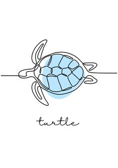 Blue minimal abstract turtle line art poster - Templates by Canva