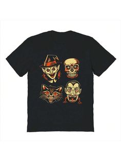 COMFY & COOL: Nearly There offers graphic shirts made of materials that are durable, comfortable, and easy to care for. Whether you're looking for a funny, inspirational, or pop-culture-inspired graphic shirt, we've got you covered.Nearly There Retro Spooky Masks Halloween Graphic Cotton Short-Sleeve T-Shirt Black Casual  Short Sleeve Cotton Cartoon,Figure,Halloween  Medium Stretch  Men Clothing, size features are:Bust: ,Length: ,Sleeve Length: Masks Halloween, Halloween Graphic, Graphic Shirt, Men Clothing, Black Casual, Graphic Shirts, Sleeve Cotton, Cotton Shorts, All Fashion