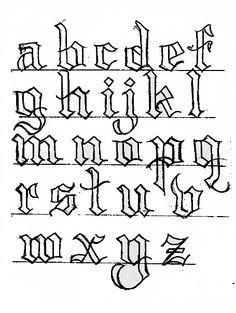 an old english alphabet with cursive writing and numbers on the upper half of it