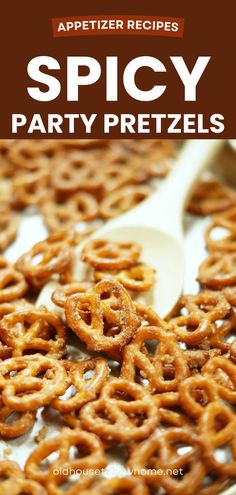 the cover of spicy party pretzels