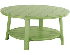 a green table with two shelves on each side