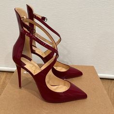 Brand New Never Been Worn. Comes With Box, And Heel Taps Luxury Burgundy Heels For Evening, Luxury Burgundy Heels For Party, Luxury Burgundy Party Heels, Heel Taps, Heel Tap, Christian Louboutin Heels, Louboutin Heels, Patent Leather Pumps, Louboutin Shoes