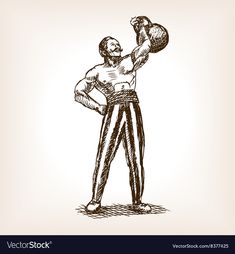 a man with a boxing glove on his hand sketched illustration royaltyvectors