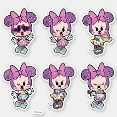 minnie mouse stickers with different designs on them