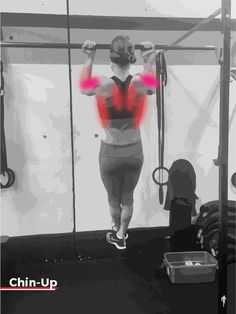 a woman is doing exercises on the pull - up bar in front of a mirror