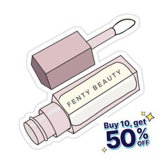 a white sticker with the words fenty beauty on it and an open tube