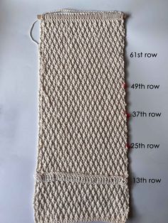 a piece of yarn with measurements for it