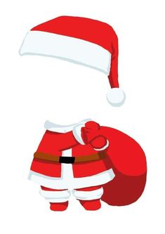 a santa claus suit and hat is shown in this image, with no background or text