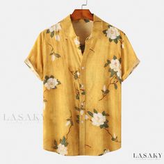 Lasaky - Floral Short Sleeve Shirt in Classic Blue Style Aloha Party, Hawaiian Men, Streetwear Summer, Floral Retro, Cooler Look, Men Shirt, Mens Hawaiian Shirts, Slim Fit Shorts, Spring Shirts