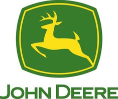 a green and yellow deer emblem on a white background