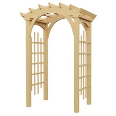 an arch made out of wood with lattices on the top and bottom part,