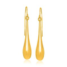 14k Yellow Gold Long Polished Teardrop Dangling Earrings | Richard Cannon Jewelry Gold Statement Jewelry, Yellow Gold Earrings, Teardrop Dangle Earrings, Round Diamond Engagement Rings, French Wire, Dangling Earrings, Yellow Gold Earring, Jewelry Earrings Hoops, Teardrop Earrings