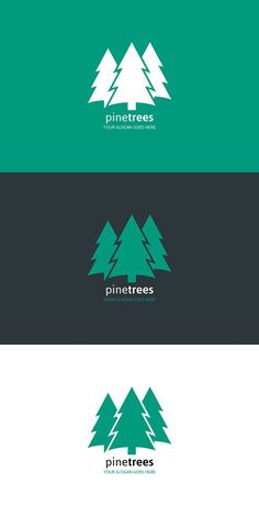 three different logos for pinetrees