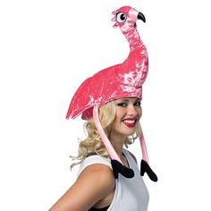 Flamingo Hat, Bird Hat, Flamingo Costume, Pink Flamingos Birds, Hat Party, Last Minute Costumes, Flamingo Bird, Halloween Hats, Funny Hats