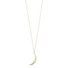 This Au Naturale crescent moon pendant necklace is the perfect addition to your celestial jewelry collection. This Au Naturale crescent moon pendant necklace is the perfect addition to your celestial jewelry collection. Nickel free Metal: 10k gold Chain length: 18 in. Packaging: boxed Finish: polished Pendant size: 1 in. x 0.2 in. Chain type: cable Please note, due to the high value of this item, a signature may be required upon delivery. Size: 18". Gender: female. Age Group: adult. Crescent Moon Charm Necklace In 14k Gold, 14k Gold Moon Charm Necklace In Half Moon Shape, 14k Gold Half Moon Necklace With Moon Charm, Yellow Gold Half Moon Necklace With Moon Charm, Yellow Gold Half Moon Charm Necklace, Crescent Moon Charm Necklace, Gold Crescent Moon, 10k Gold Chain, Crescent Moon Pendant