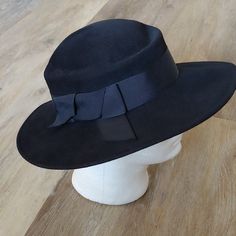 Brand New With Tag. 100% Wool. There May Be Some Minor Imperfections While In Storage. Approximately 21.5" Around The Inside. Please Measure Your Size Prior To Purchase. This Hat Does Not Stretch. See Pics For Details. Classic Wide Brim Hats For Workwear, Classic Wide Brim Workwear Hat, Classic Wide Brim Work Hats, Fitted Short Brim Hat For Workwear, Fitted Short Brim Hat For Work, Fitted Curved Brim Hat For Workwear, Elegant Black Felt Hat With Flat Bill, Black Hat For Workwear In Winter, Elegant Fitted Hats For Work