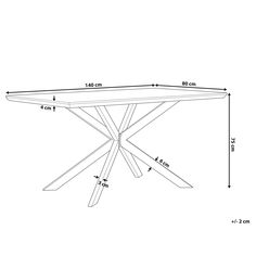 a drawing of a table with measurements for the top and bottom section, including two legs