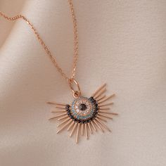 14K 18K Solid Gold Evil Eye Sun Necklace, Sunburst Evil Eye Necklace, Blue Eye Sun Gold Necklace Gift For Her, Sun Rays Pendant Gift Christmas Material: Solid Gold, real gold (no gold-filled or no gold plated material) Karat: 14 k (585), 18 k (750) Pendant Height: 1.70 cm Pendant Width:  2.40 cm Stone: Cz (cubic zircon) You can customize your necklace length (included clasp) from 16 inches to 22 inches. Necklace Length - 16 inches adjustable 15 inches (choker) Necklace Length - 18 inches adjusta Blue Pendant Necklace For Celebration, Sun Necklace, 16 Inch Necklace, Urn Jewelry, Blue Eye, Chain Extenders, Sun Rays, Necklace Blue, Cross Jewelry