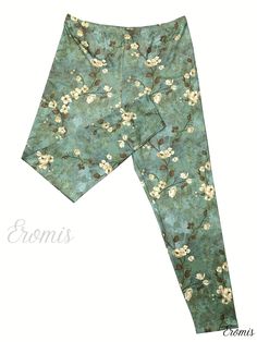 Eromis - Womens Plus Size Sports Leggings: Floral Print, Medium Stretch, and Slim Fit Spring Yoga Leggings With Relaxed Fit, Green Spring Yoga Leggings, Green Spring Leggings For Loungewear, Spring Green Loungewear Leggings, Green Spring Loungewear Leggings, Sport Leggings, Legging Sport, Performance Leggings, Sports Leggings