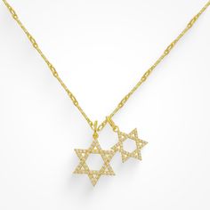 Introducing the newest statement piece for your wardrobe: our beautiful Double Star Necklace. Featuring the iconic Star of David, this eye-catching piece will be sure to get you double-takes! Luxury Elegant Star Of David Necklace, Star Of David Jewelry, Jewish Star Necklace, Evry Jewels, Star Of David Necklace, Holiday Wishlist, Jewish Star, Star Necklace Silver, Star Necklace Gold