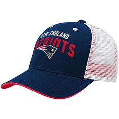 Show that the newest member to the New England Patriots fan club is big on team spirit with this Core Lockup mesh back snapback hat. This lid features bold team graphics across the crown and breathable mid and rear panels for comfortable all-day wear. Your kiddo will love finishing off their New England Patriots game day outfit with this fun cap!Show that the newest member to the New England Patriots fan club is big on team spirit with this Core Lockup mesh back snapback hat. This lid features b Game Day Team Logo Snapback Trucker Hat, Game Day Trucker Hat With Team Logo, Game Day Snapback Trucker Hat With Team Logo, Curved Bill Hat With Team Logo For Sports Event, Navy Snapback Hat With Flat Bill For Fans, Team Logo Baseball Cap For Sports Events, Sports Fan Baseball Cap With Team Logo, Team Spirit Baseball Cap With Team Logo, Baseball Cap With Team Logo For Sports Events