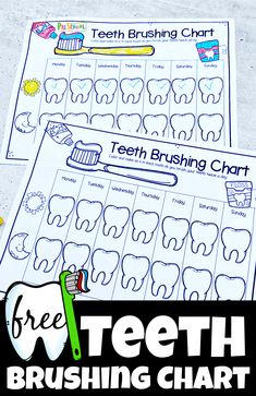 Brushing Teeth Printable, Teeth Activities For Kindergarten, T Is For Teeth Preschool, All About Teeth Preschool, My Body And Teeth Preschool, Tooth Brushing Activities For Preschool, Brush Teeth Chart Free Printable, Tooth Craft Kindergarten, Brushing Teeth Chart Free Printable