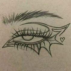 a drawing of an eye with long lashes and hearts on the bottom half of it