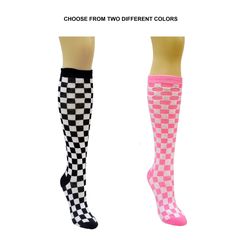 Checkered Pattern Knee High Socks (Adult Medium) Pink Breathable Fitted Socks, Comfortable Knee-high Pink Socks, Comfortable Pink Knee-high Socks, Sloth Socks, Panda Socks, Extra Outfits, Argyle Socks, Fun Socks, Sock Game