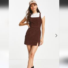 New Without Tags Hygge Fashion, Pinny Dress, Dress Idea, Boho Boutique, Petite Dress, Asos Petite, Winter Boho, Boho Look, Brown Dress