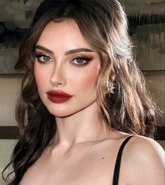 Sultry Natural Makeup, Soft Glam Makeup For Red Dress, Makeup Ideas For White Outfit, Wedding Makeup For Pale Skin Dark Hair, Dramatic Bridal Makeup For Blue Eyes, Autumnal Wedding Makeup, Red Lip Wedding Look, Dark Bridal Makeup For Blue Eyes, Elegant Makeup Looks Classy Red Lip