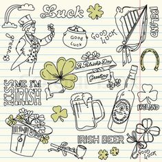 st patrick's day doodles on lined paper