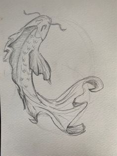 a pencil drawing of a fish on paper