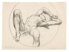 a drawing of a man laying down in a circle