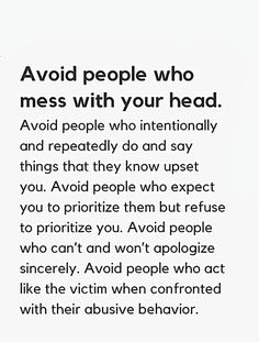 an ad with the words avoid people who mess with your head