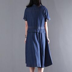 Navy blue summer denim maxi dress plus size denim sundress short sleeve fit flare dressThis dress is made of cotton or linen fabric, soft and breathy, suitable for summer, so loose dresses to make you comfortable all the time.Measurement: Size M length 104cm / 40.56" Shoulder 38cm / 14.82" Sleeve Length 20cm / 7.8" Armhole 33cm / 12.87" Bust 98cm / 38.22" Waist 148cm / 57.72" Cuff 25cm / 9.75" Size L length 105cm / 40.95" Shoulder 39cm / 15.21" Sleeve Length 21cm / 8.19" Armhole 34cm / 13.26" Bu Denim Sundress, Dresses To Make, Maxi Dress Plus Size, Loose Dresses, Denim Maxi Dress, Plus Size Denim, Denim Maxi, Summer Denim, Denim Cotton